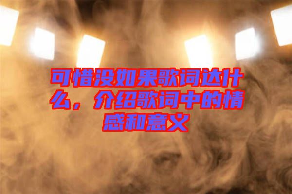 可惜沒(méi)如果歌詞達(dá)什么，介紹歌詞中的情感和意義