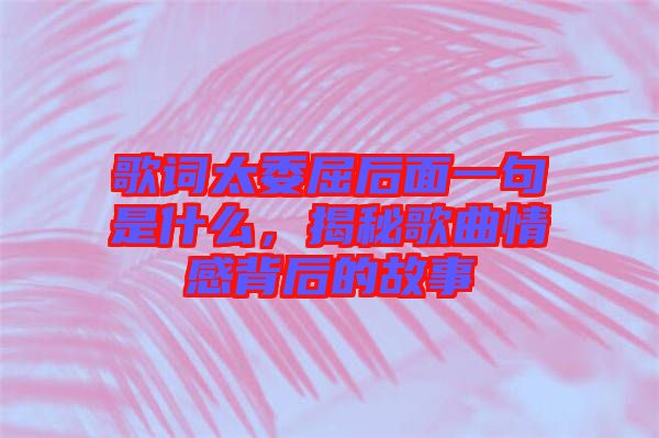 歌詞太委屈后面一句是什么，揭秘歌曲情感背后的故事