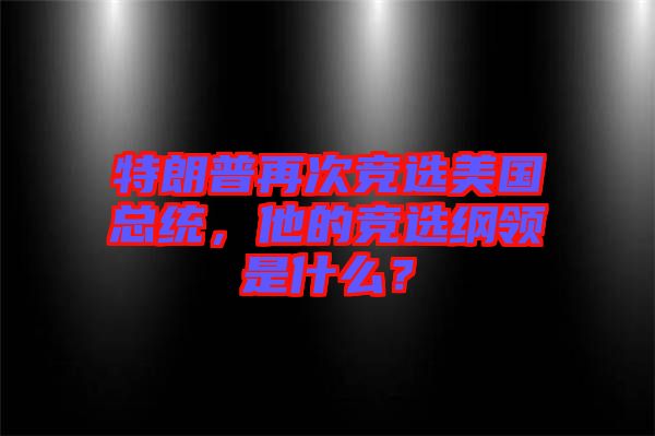 特朗普再次競選美國總統(tǒng)，他的競選綱領(lǐng)是什么？