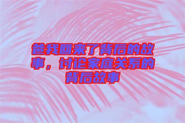 爸我回來了背后的故事，討論家庭關(guān)系的背后故事