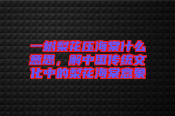 一樹梨花壓海棠什么意思，解中國(guó)傳統(tǒng)文化中的梨花海棠意象