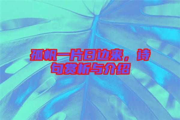 孤帆一片日邊來，詩句賞析與介紹