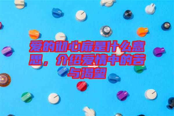 愛的徹心扉是什么意思，介紹愛情中的苦與渴望