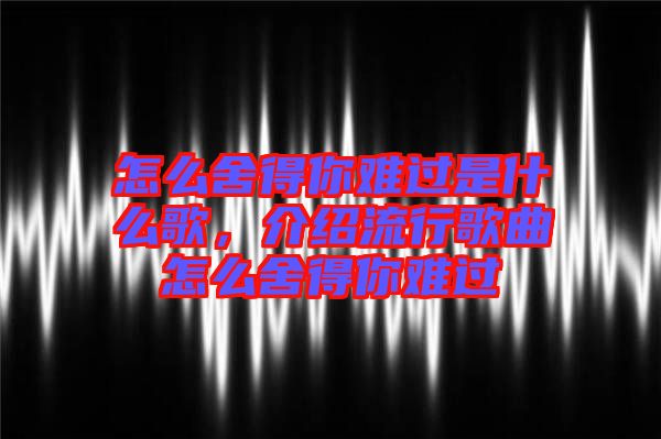 怎么舍得你難過是什么歌，介紹流行歌曲怎么舍得你難過