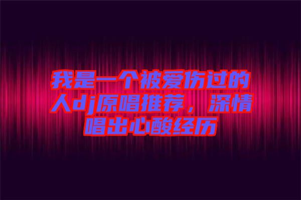 我是一個(gè)被愛(ài)傷過(guò)的人dj原唱推薦，深情唱出心酸經(jīng)歷