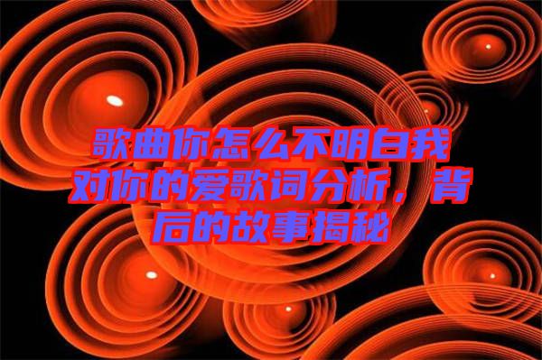 歌曲你怎么不明白我對你的愛歌詞分析，背后的故事揭秘