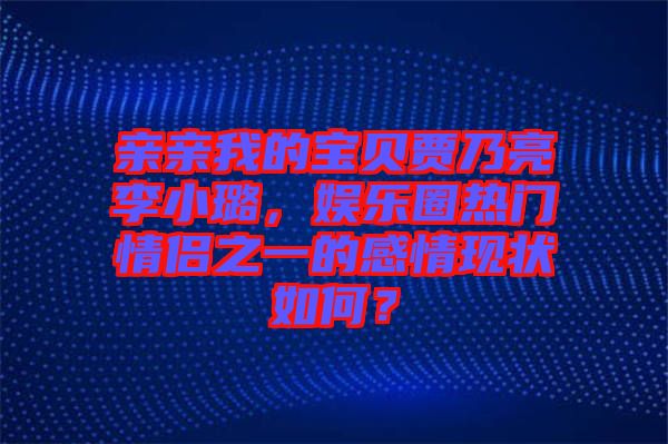 親親我的寶貝賈乃亮李小璐，娛樂圈熱門情侶之一的感情現(xiàn)狀如何？