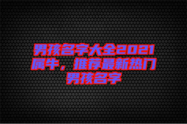 男孩名字大全2021屬牛，推薦最新熱門男孩名字