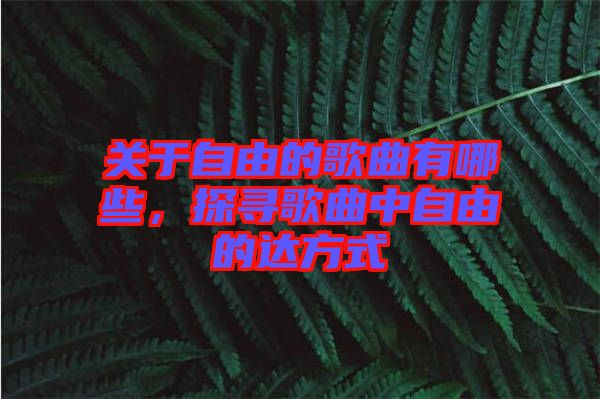 關(guān)于自由的歌曲有哪些，探尋歌曲中自由的達(dá)方式