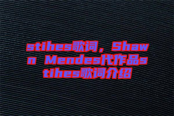 stihes歌詞，Shawn Mendes代作品stihes歌詞介紹