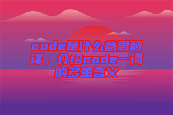 code是什么意思翻譯，介紹code一詞的多重含義