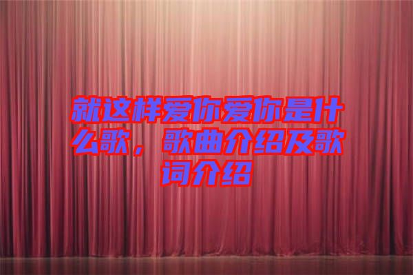 就這樣愛你愛你是什么歌，歌曲介紹及歌詞介紹