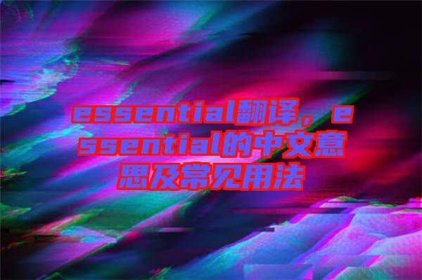 essential翻譯，essential的中文意思及常見用法