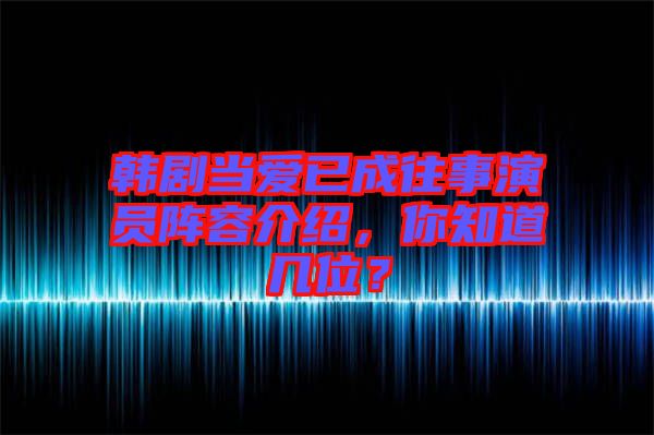 韓劇當(dāng)愛(ài)已成往事演員陣容介紹，你知道幾位？