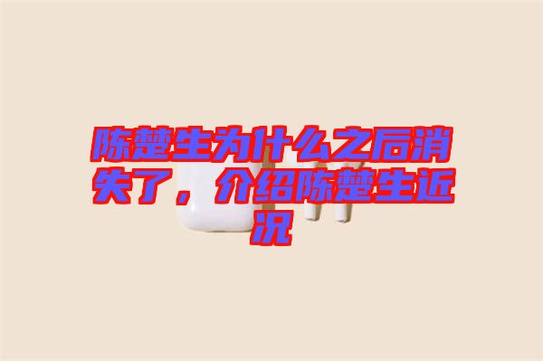 陳楚生為什么之后消失了，介紹陳楚生近況