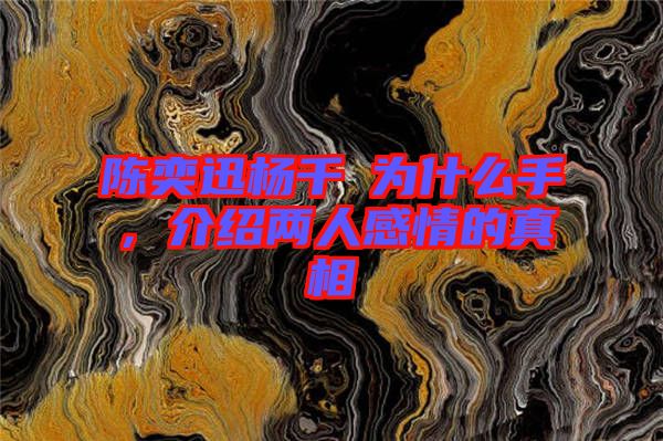 陳奕迅楊千嬅為什么手，介紹兩人感情的真相